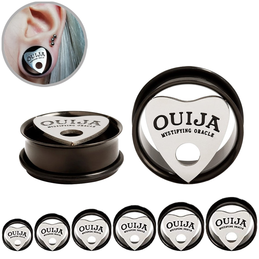 Surgical Steel Ouija Eyelet Flared Flesh Tunnel Ear Plug 10mm-30mm