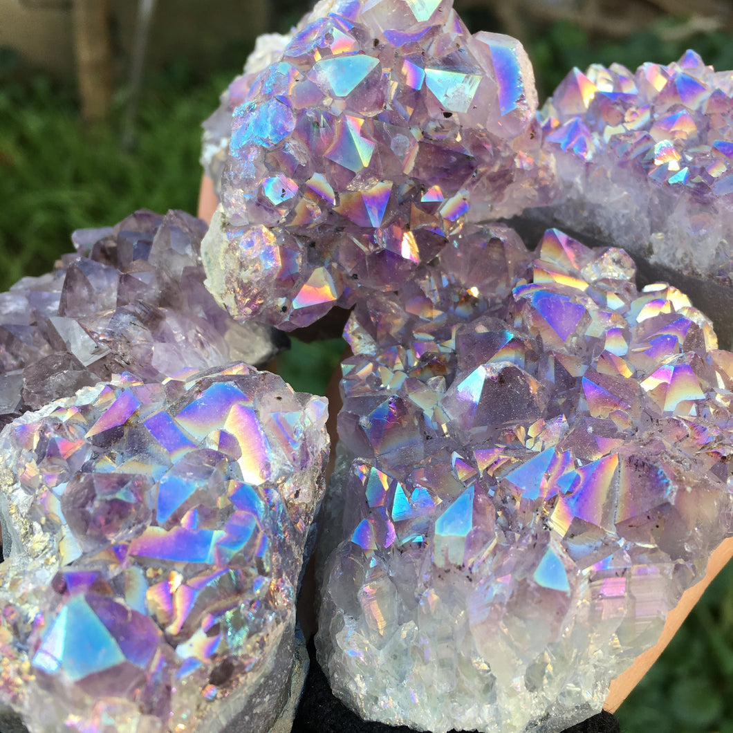 angel aura amethyst clusters