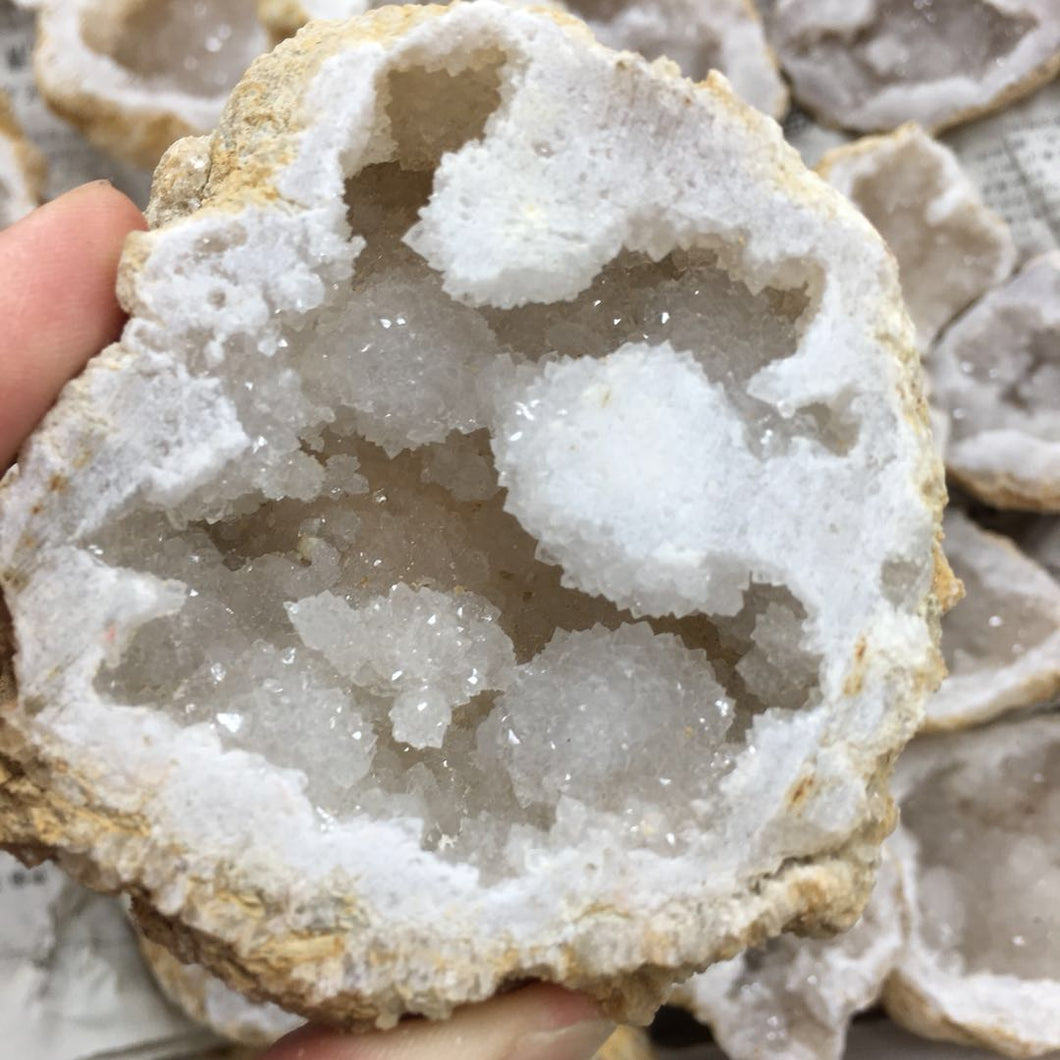 Natural white Agate Geode Slice