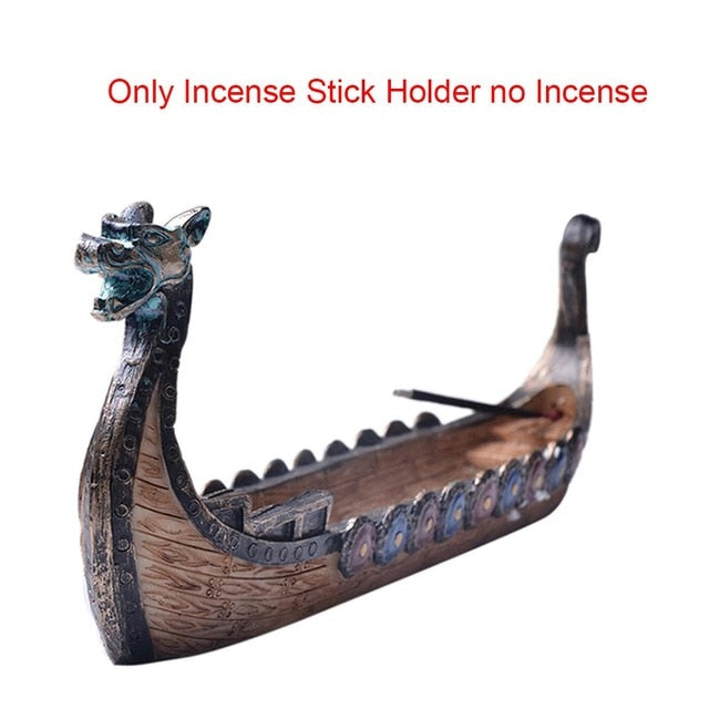 Dragon Boat Incense Stick Holder Hand Carved Viking Boat