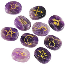 Load image into Gallery viewer, t (10Pc) Natural Engraved Gypsy  Symbol Rune Set
