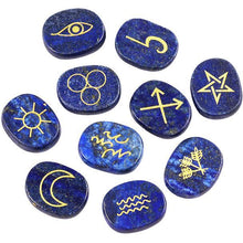 Load image into Gallery viewer, t (10Pc) Natural Engraved Gypsy  Symbol Rune Set
