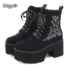 Load image into Gallery viewer, Platform Boots Witchy Suede Leather
