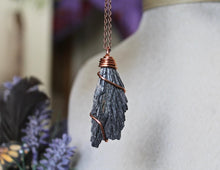 Load image into Gallery viewer, Black Kyanite Necklace, Wire Wrapped Stone Raw Crystal
