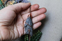 Load image into Gallery viewer, Black Kyanite Necklace, Wire Wrapped Stone Raw Crystal
