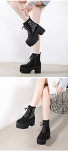 Load image into Gallery viewer, Platform Boots Witchy Suede Leather
