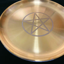 Load image into Gallery viewer, Pentagram Candlestick Table Altar Plate, Divination Candleholder Ritual Tray
