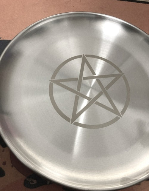 Pentagram Candlestick Table Altar Plate, Divination Candleholder Ritual Tray