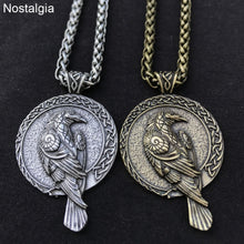 Load image into Gallery viewer, Odin Raven Amulet Viking Necklace
