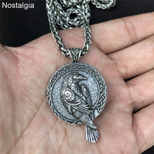 Load image into Gallery viewer, Odin Raven Amulet Viking Necklace
