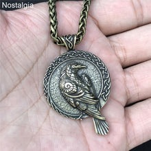 Load image into Gallery viewer, Odin Raven Amulet Viking Necklace
