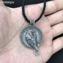 Load image into Gallery viewer, Odin Raven Amulet Viking Necklace
