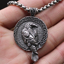 Load image into Gallery viewer, Odin Raven Amulet Viking Necklace
