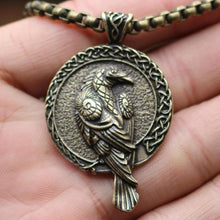 Load image into Gallery viewer, Odin Raven Amulet Viking Necklace
