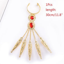 Load image into Gallery viewer, Golden Finger Bracelet Shining Red Crystal Long Nail
