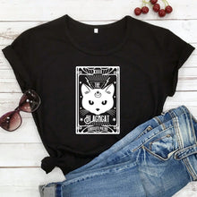 Load image into Gallery viewer, The Black Cat Crossed Paths T-shirt
