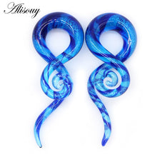 Load image into Gallery viewer, 2pcs Pyrex Glass Ear Plugs Tunnel Ear Spiral Taper Cartilage Earring Gauges
