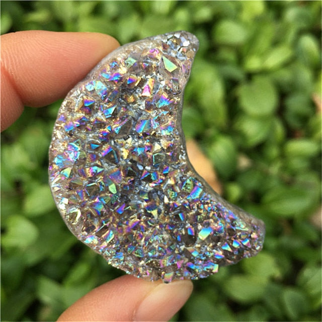 1PCS Natural moon shaped Raw Amethyst Druzy Quartz Crystal Cluster