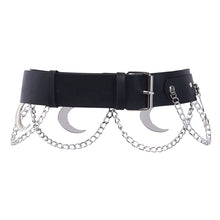 Load image into Gallery viewer, Metal Belt PU Leather Belt Crescent Moon
