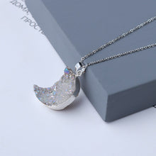 Load image into Gallery viewer, 18K Gold White Moon Druzy Pendant Necklace
