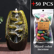 Load image into Gallery viewer, Incense Holder Ceramic Backflow Waterfall Smoke Incense Burner
