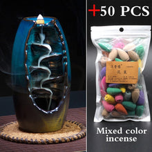 Load image into Gallery viewer, Incense Holder Ceramic Backflow Waterfall Smoke Incense Burner
