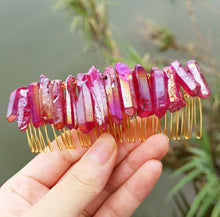 Load image into Gallery viewer, Raw crystal hair comb
