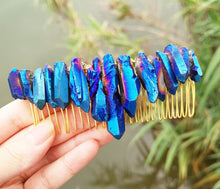 Load image into Gallery viewer, Raw crystal hair comb
