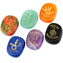 Load image into Gallery viewer, 6Pc/Set Engraved Stone Pocket Palm Stone Healing Crystal Reiki Balancing
