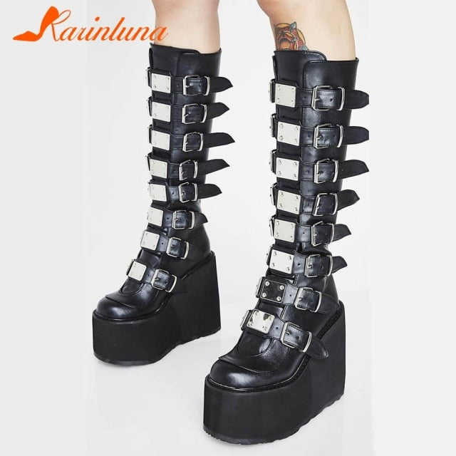 Metal Gothic Platform Boots