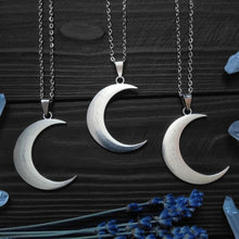 Load image into Gallery viewer, Big Crescent Moon Necklace Phase Pagan
