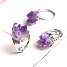 Load image into Gallery viewer, 1PC Natural Amethyst Cluster Ring Adjustable
