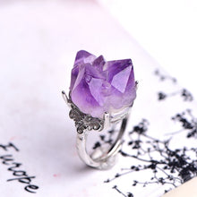 Load image into Gallery viewer, 1PC Natural Amethyst Cluster Ring Adjustable
