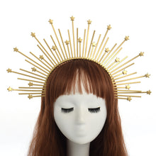 Load image into Gallery viewer, Gold Spike Halo Crown Headpiece
