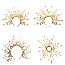 Load image into Gallery viewer, Gold Spike Halo Crown Headpiece
