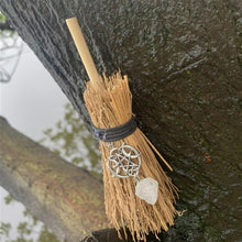 Load image into Gallery viewer, Mini Witch Broom Tiny Wiccan Altar Pendant
