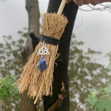 Load image into Gallery viewer, Mini Witch Broom Tiny Wiccan Altar Pendant
