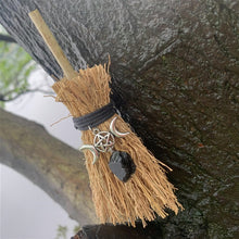 Load image into Gallery viewer, Mini Witch Broom Tiny Wiccan Altar Pendant
