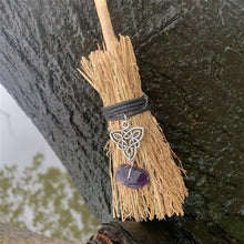 Load image into Gallery viewer, Mini Witch Broom Tiny Wiccan Altar Pendant
