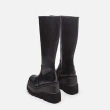 Load image into Gallery viewer, Solid Mid Calf Zipper High Wedges Boots
