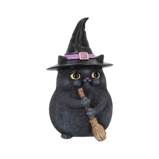 Witch Hat Cat Figurine