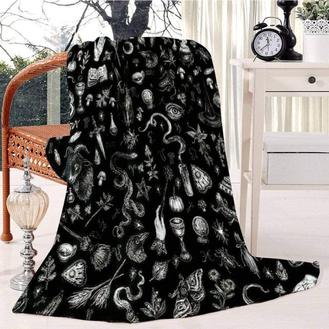 Salem Witch in Black Fleece Blanket