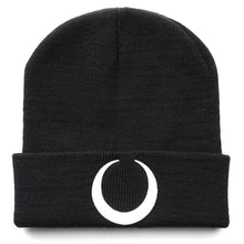 Load image into Gallery viewer, Grunge Black Crescent Moon Beanie
