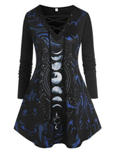 Load image into Gallery viewer, Moon Printed Lace Up Front Regular and Plus Size Cloak
