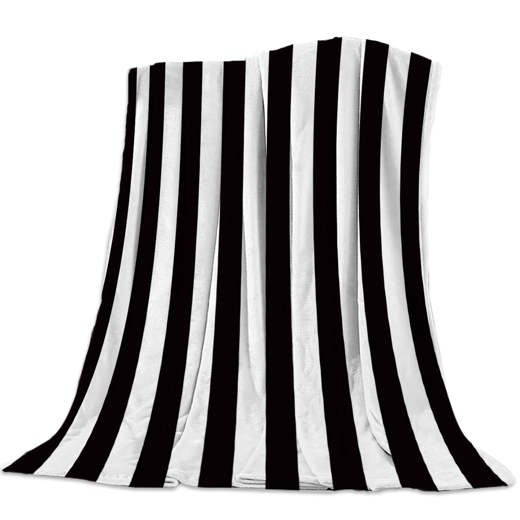 Simple Black And White Stripes Blankets