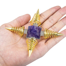 Load image into Gallery viewer, Natural Crystal Stone Pyramid Spiritual Energy Generator With Gold Plated Spring Points
