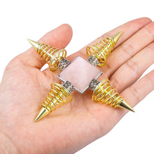 Load image into Gallery viewer, Natural Crystal Stone Pyramid Spiritual Energy Generator With Gold Plated Spring Points
