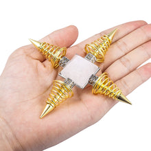 Load image into Gallery viewer, Natural Crystal Stone Pyramid Spiritual Energy Generator With Gold Plated Spring Points
