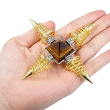 Load image into Gallery viewer, Natural Crystal Stone Pyramid Spiritual Energy Generator With Gold Plated Spring Points
