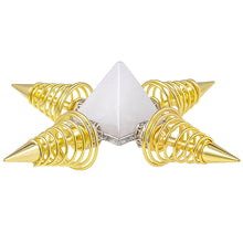 Load image into Gallery viewer, Natural Crystal Stone Pyramid Spiritual Energy Generator With Gold Plated Spring Points
